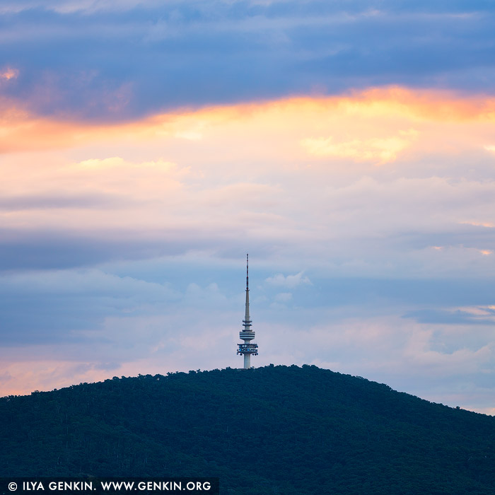 australia stock photography | Sunset over Black Mountain and Telstra Tower, Canberra, ACT, Australia, Image ID AU-ACT-CANBERRA-0012