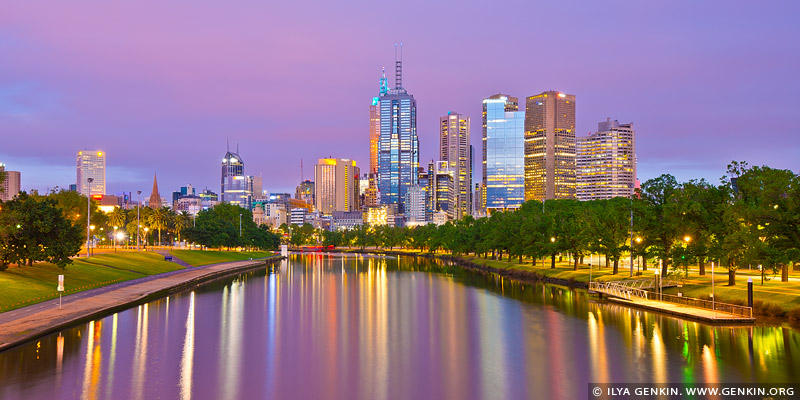 Melbourne And Yarra River At Dawn Swan Street Bridge Melbourne VIC 