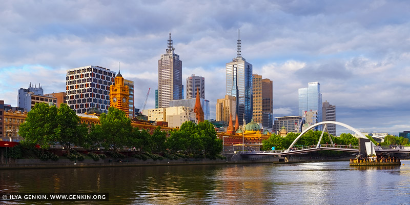 australia stock photography | Melbourne and Flinders Street Station, South Bank, Melbourne, VIC, Australia, Image ID AU-MELBOURNE-0002