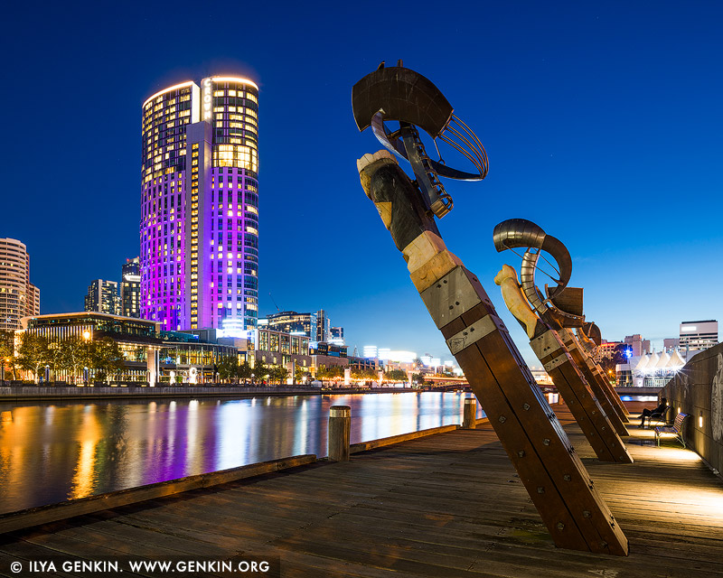 australia stock photography | Crown Casino at Sunset, Enterprize Wharf, Melbourne, Victoria, Australia, Image ID AU-MELBOURNE-0014