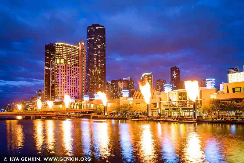 Crown Casino at Sunset, Spencer Street Bridge, Melbourne, Victoria, Australia