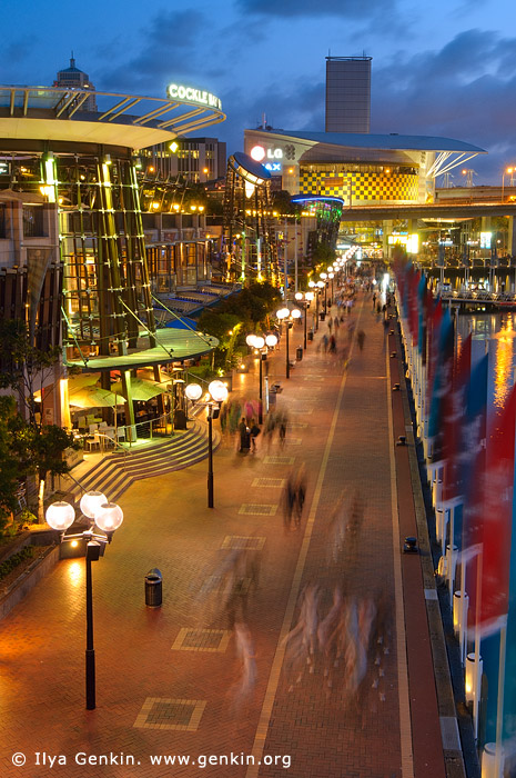 australia stock photography | Cockle Bay Wharf Promenade at Dusk, Darling Harbour, Sydney, NSW, Australia, Image ID AU-SYDNEY-DARLING-HARBOUR-0019