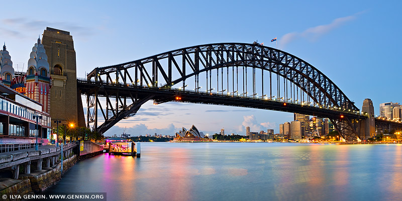 australia stock photography | Panoramic Image of Harbour Bridge and Sydney Opera House, Milsons Point, Sydney, NSW, Australia, Image ID AU-SYDNEY-HARBOUR-BRIDGE-0041