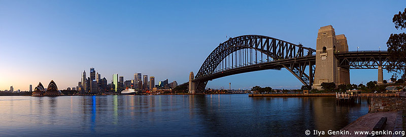australia stock photography | Panorama of the Sydney Harbour and Queen Elizabeth 2 in Sydney International Terminal Before Sunrise, Sydney, New South Wales, Australia, Image ID AUHB0020