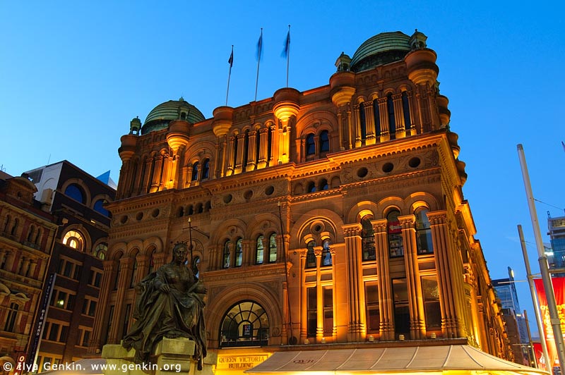 australia stock photography | Queen Victoria Building (QVB) at Dusk, Sydney, New South Wales (NSW), Australia, Image ID AU-SYDNEY-QVB-0005