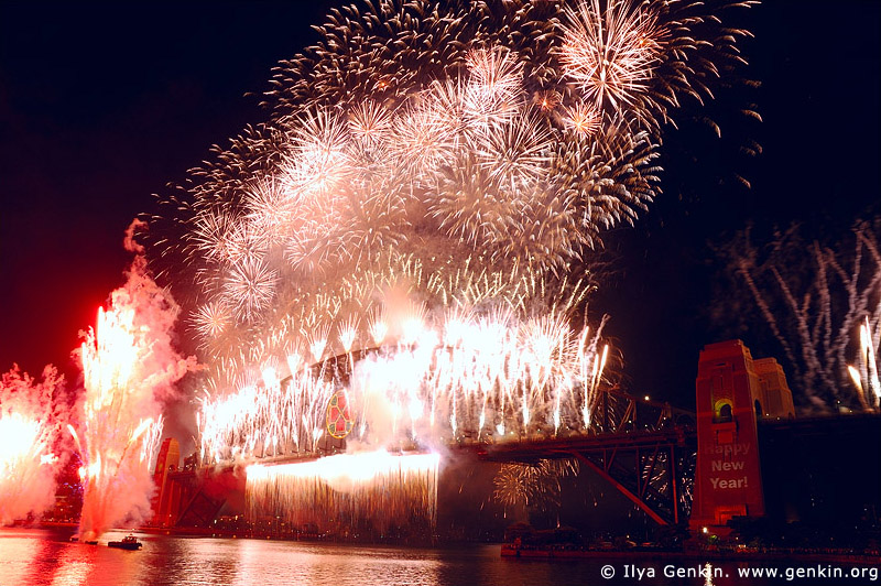 australia stock photography | New Year Eve Fireworks over Sydney Harbour Bridge, View from Kirribilli, Sydney, New South Wales, Australia, Image ID SYDNEY-NYE-FIREWORKS-0006