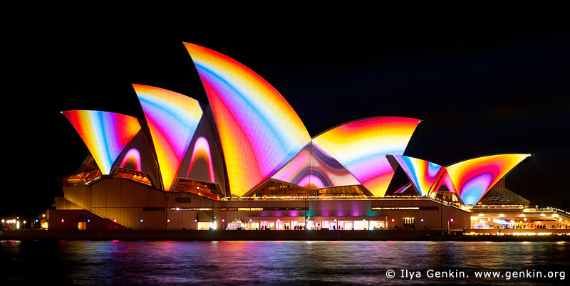 australia stock photography | Lighting the Sails - Vivid Sydney 2011, Sydney, NSW, Australia, Image ID VIVID-SYDNEY-LIGHTING-THE-SAILS-0001