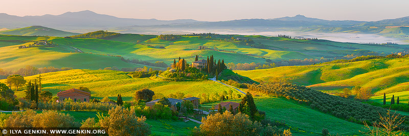 italy stock photography | Podere Belvedere at Sunrise, Pienza, Val d'Orcia, Tuscany, Italy, Image ID ITALY-TUSCANY-0007