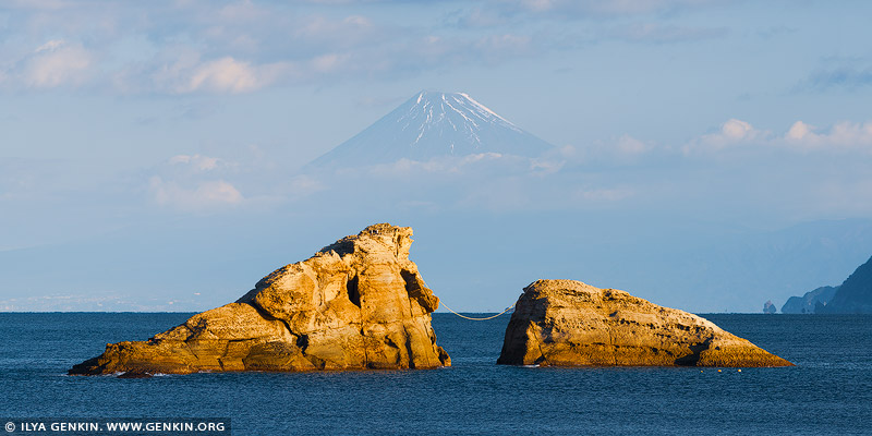 japan stock photography | Ushitsukiiwa and Mt. Fuji, Kumomi, Izu Peninsula, Shizuoka Prefecture, Japan, Image ID JAPAN-KUMOMI-USHITSUKIIWA-0003
