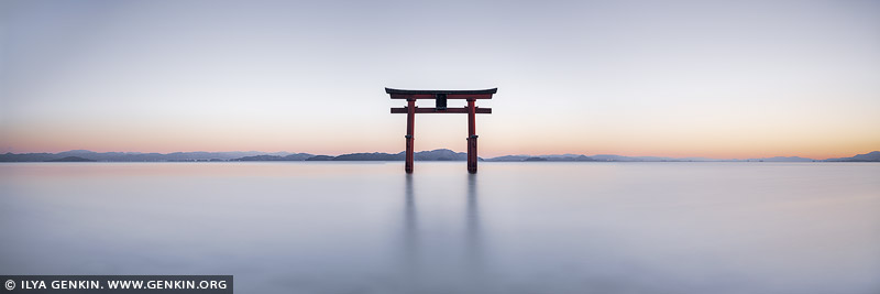 japan stock photography | Shirahige-jinja Shrine Floating Torii at Lake Biwa, Takashima, Shiga Prefecture, Japan, Image ID JAPAN-LAKE-BIWA-0002