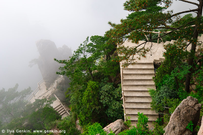 landscapes stock photography | Stairway in Xihai (West Sea) Canyon, Huangshan (Yellow Mountains), Anhui Province, China, Image ID CHINA-HUANGSHAN-0009