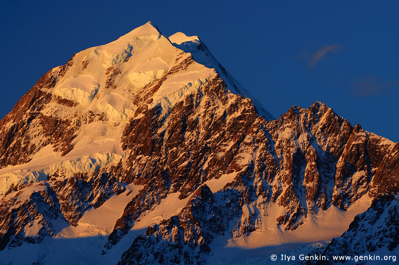 landscapes stock photography | Last Light at Aoraki/Mount Cook, Mackenzie Region, Southern Alps, South Island, New Zealand, Image ID AORAKI-MOUNT-COOK-0001