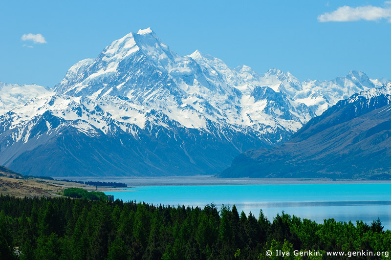 landscapes stock photography | Aoraki/Mount Cook from Lake Pukaki, Mackenzie Region, Southern Alps, South Island, New Zealand, Image ID AORAKI-MOUNT-COOK-0003