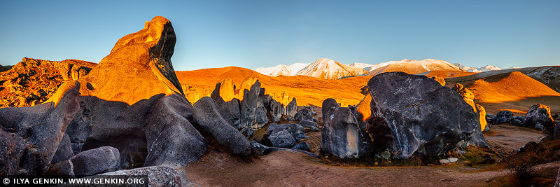 landscapes stock photography | Castle Hill Panorama at Sunrise, Canterbury Region, South Island, New Zealand, Image ID NZ-CASTLE-HILL-0001