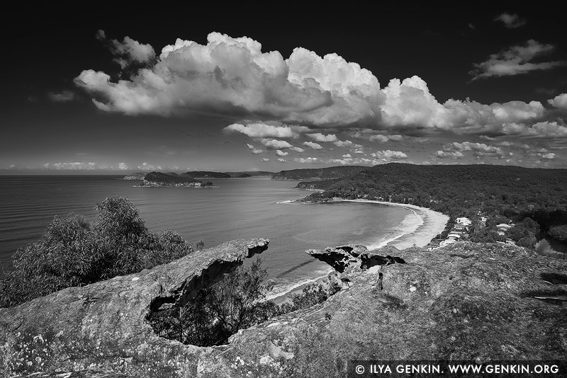 landscapes stock photography | Pearl Beach from Mt Ettalong Lookout, Central Coast, NSW, Australia, Image ID AU-MT-ETTALONG-LOOKOUT-0001