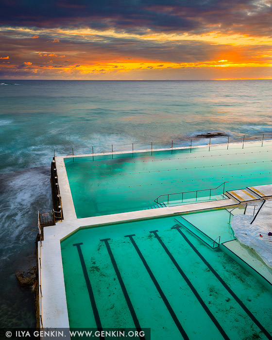 landscapes stock photography | Sunrise at Bondi Icebergs, Bondi Beach, Sydney, NSW, Australia, Image ID AU-BONDI-BEACH-0004