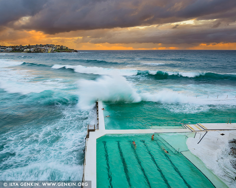 landscapes stock photography | Waves Crushing at Bondi Icebergs, Bondi Beach, Sydney, NSW, Australia, Image ID AU-BONDI-BEACH-0006