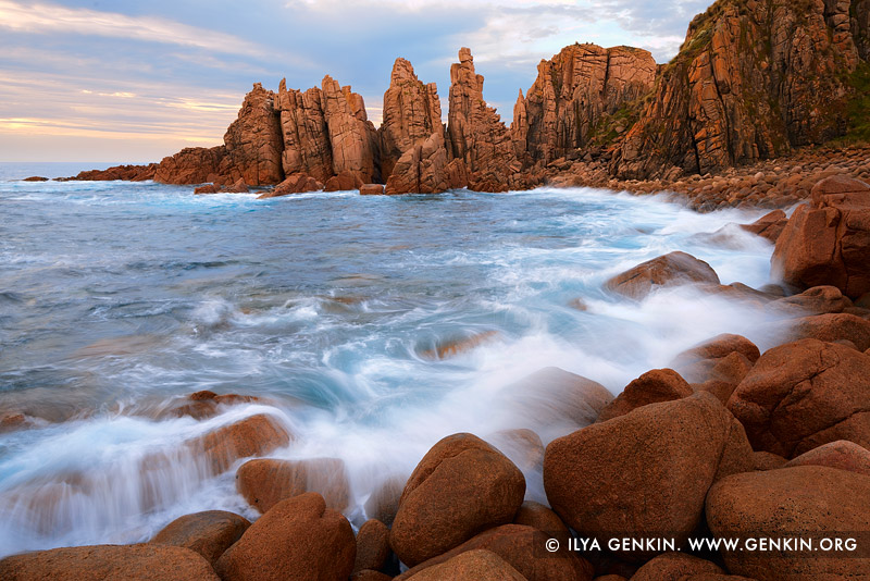 landscapes stock photography | The Pinnacles at Sunset, Cape Woolamai, Phillip Island, Victoria (VIC), Australia, Image ID AU-CAPE-WOOLAMAI-0001