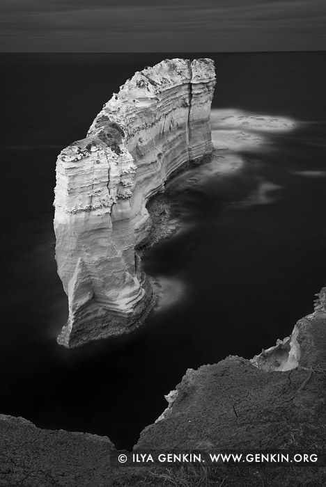 landscapes stock photography | The Razorback in Black and White, The Twelve Apostles, Great Ocean Road, Port Campbell National Park, Victoria, Australia, Image ID APOST-0025