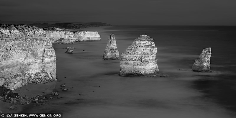 landscapes stock photography | The Twelve Apostles in Black and White, The Twelve Apostles, Great Ocean Road, Port Campbell National Park, Victoria, Australia, Image ID APOST-0037