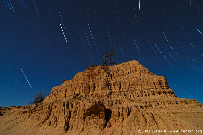 landscapes stock photography | Star Trails and The Walls of China (Lunette), Mungo National Park, NSW, Australia, Image ID AU-MUNGO-0006