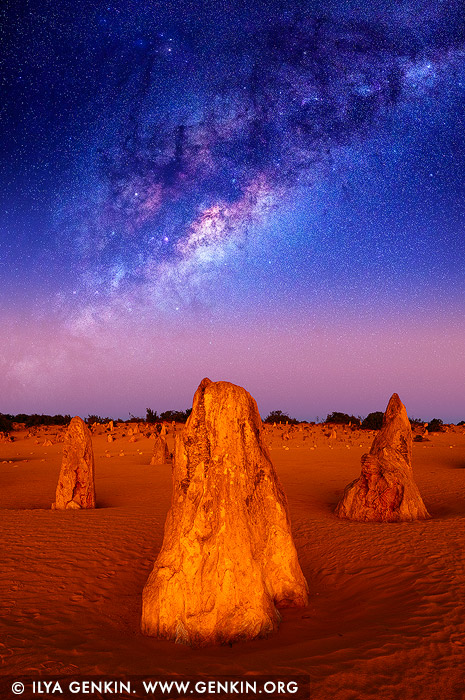 landscapes stock photography | Milky Way Over The Pinnacles Desert, Nambung National Park, WA, Australia, Image ID AU-NAMBUNG-PINNACLES-0003