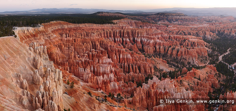 landscapes stock photography | Panorama of Bryce Amphitheater at Sunrise, Inspiration Point, Bryce Canyon National Park, Utah, USA, Image ID US-BRYCE-CANYON-0007