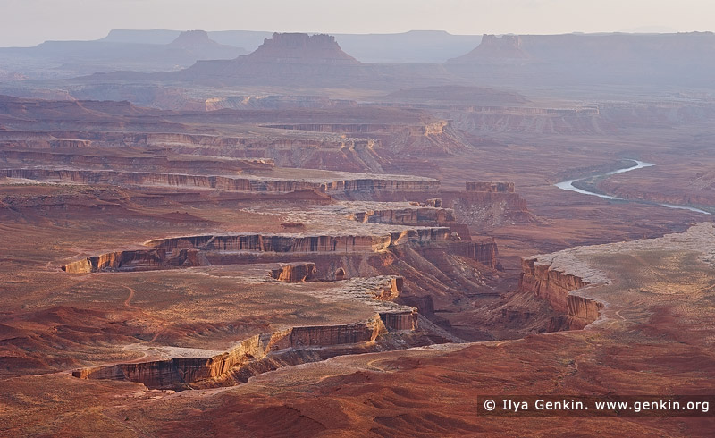 landscapes stock photography | The White Rim and Green River at Sunset, Island in the Sky, Canyonlands National Park, Utah, USA, Image ID CANYONLANDS-NATIONAL-PARK-UTAH-USA-0002