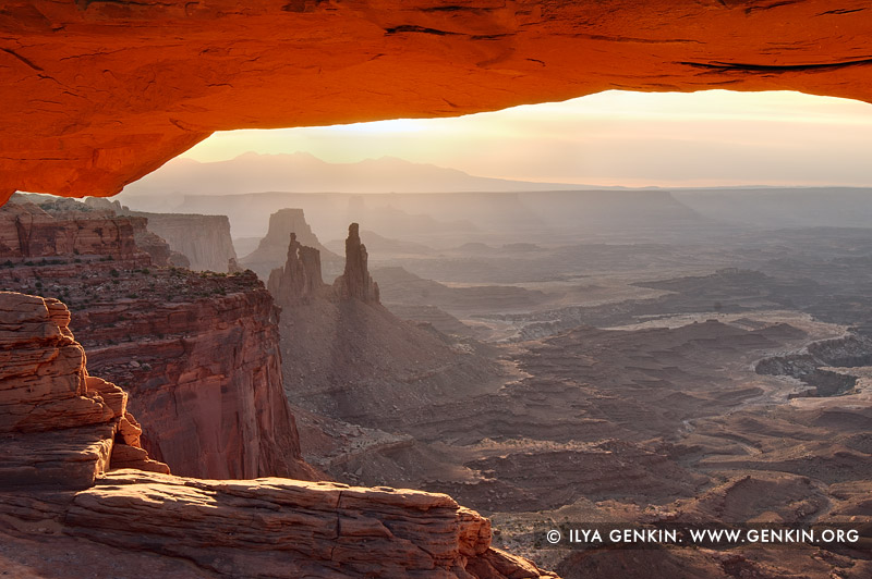 landscapes stock photography | Mesa Arch at Sunrise, Island in the Sky, Canyonlands National Park, Utah, USA, Image ID CANYONLANDS-NATIONAL-PARK-UTAH-USA-0008