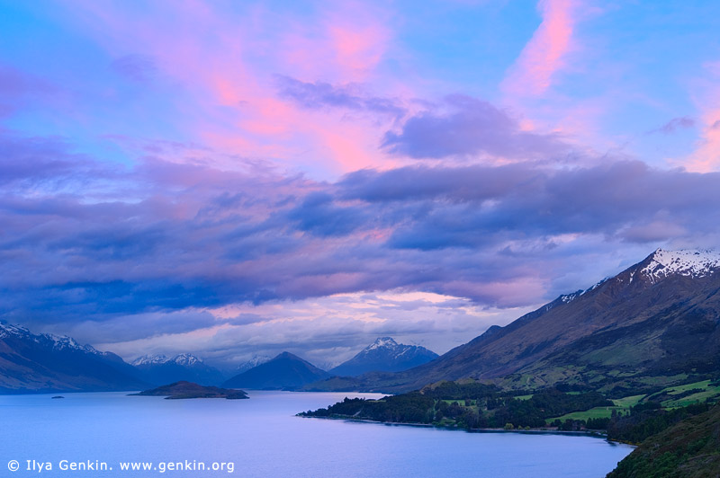 landscapes stock photography | Lake Wakatipu near Glenorchy at Dawn, Queenstown, Lakes District, Otago, South Island, New Zealand, Image ID NZ-LAKE-WAKATIPU-0005