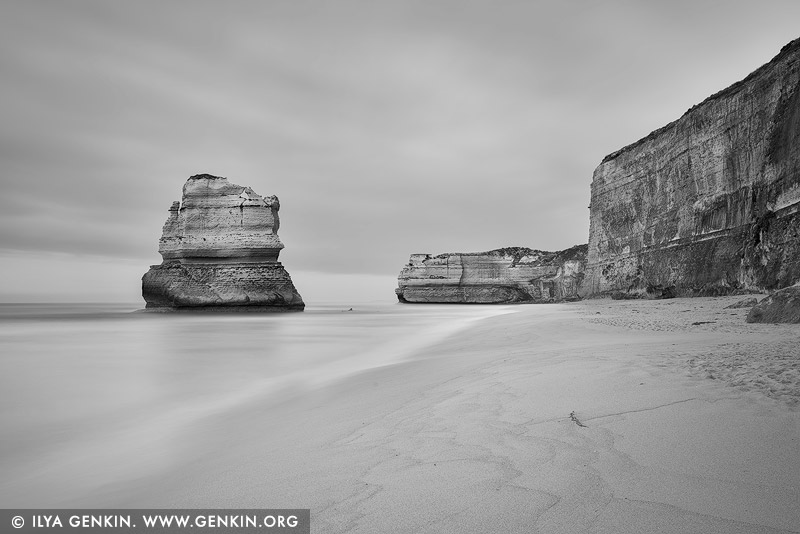 portfolio stock photography | Gog and Magog in Black and White, The Twelve Apostles, Great Ocean Road, Port Campbell National Park, Victoria, Australia, Image ID GREAT-OCEAN-ROAD-BW-0005