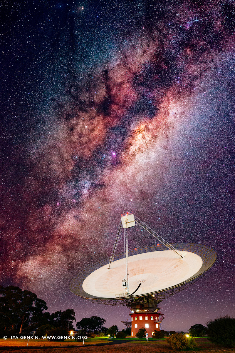 zpostsinstagram stock photography | The Dish and Starry Sky, Radio Antenna Telescope, Parkes, New South Wales (NSW), Australia, Image ID INSTAGRAM-9994