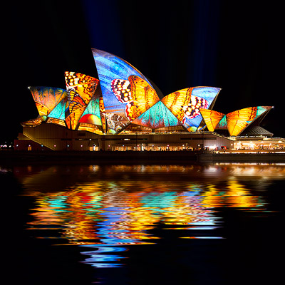 The Sydney Opera House from Overseas Passenger Terminal during Vivid Sydney Festival