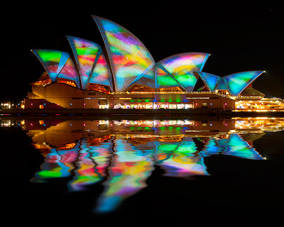 The Sydney Opera House from Overseas Passenger Terminal during Vivid Sydney Festival