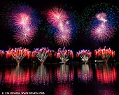 australia stock photography | Skyfire 2018 Firework Display over Lake Burley Griffin, Canberra, Australian Capital Territory (ACT), Australia, Image ID AU-CANBERRA-FIREWORKS-SKYFIRE-0001. Skyfire is an annual March fireworks show held over Lake Burley Griffin in Canberra, Australia since 1989. The event is funded by local radio station FM 104.7, and the display is synchronised to a soundtrack of music broadcast on the station. Skyfire 2018 delivered a magnificent display of fireworks as part of The Enlighten Festival. It's Canberra's biggest night of fireworks - and this year the event turns 30. The fireworks display was 18 minutes of extravagant lights and explosions timed to hits provided by 104.7 including some classics from across the 30 years of Skyfire events.