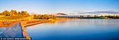 australia stock photography | Queen Elizabeth Terrace and Lake Burley Griffin at Sunrise, Canberra, ACT, Australia, Image ID AU-ACT-CANBERRA-0004. Panoramic image of first morning light at Queen Elizabeth Terrace, Lake Burley Griffin, Commonwealth Avenue Bridge and Telstra Tower in Canberra, ACT, Australia.