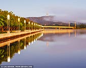 australia stock photography | Lake Burley Griffin with Commonwealth Avenue Bridge and Telstra Tower, Canberra, ACT, Australia, Image ID AU-ACT-CANBERRA-0006. Lake Burley Griffin with Commonwealth Avenue Bridge and Telstra Tower early in the morning in Canberra, ACT, Australia.