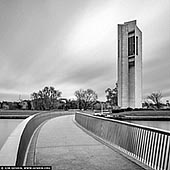 australia stock photography | National Carillon, Canberra, Australian Capital Territory (ACT), Australia, Image ID AU-ACT-CANBERRA-0014. The National Carillon is a striking 50 metre tall architectural landmark, situated on Queen Elizabeth II Island (formerly known as Aspen Island) in central Canberra, Australia. It is also an impressive musical instrument with 55 bronze bells, each weighing between seven kilograms and six tonnes. Aspen Island is the perfect place to enjoy one of the regular carillon recitals, have a picnic or just enjoy the magnificent views of Lake Burley Griffin. The National Carillon was a gift of the British Government to the people of Australia in celebration of the 50th anniversary of the National Capital.