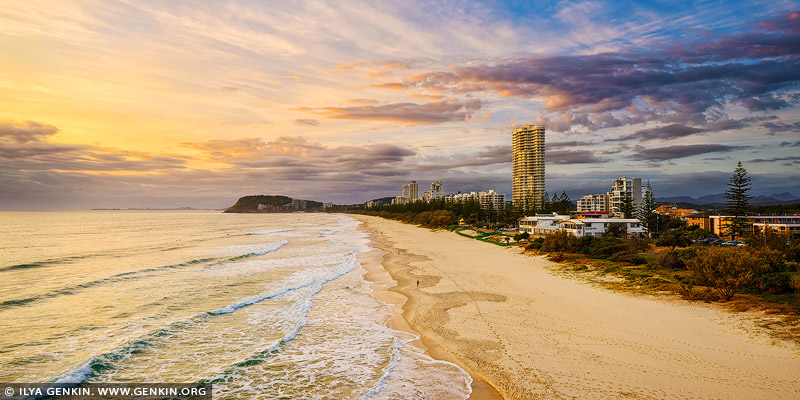 North Burleigh at Sunrise from Miami Lookout, Gold Coast, Queensland, Australia