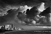 australia stock photography | Storm Over Surfer's Paradise, Gold Coast, Queensland (QLD), Australia, Image ID AU-GOLD-COAST-SURFERS-PARADISE-0011. Dramatic black and white photo of storm approaching Surfer's Paradise in the morning on Gold Coast, Queensland (QLD), Australia. Large clouds gather as though heralding the arrival of severe weather near Surfer's Paradise at the pacific coast of Queensland, Australia.