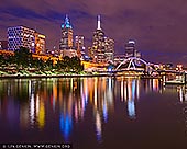 australia stock photography | Melbourne and Flinders Street Station at Night, South Bank, Melbourne, VIC, Australia, Image ID AU-MELBOURNE-0008. Stock image of the Melbourne CBD and Flinders Street Station at night as it was seen from the Southbank.