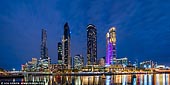 australia stock photography | Panorama of the Southbank at Sunset, Melbourne, Victoria, Australia, Image ID AU-MELBOURNE-0016. Batman Park is located towards the northern end of the Yarra River in Melbourne. It was established in 1982 and was named after John Batman; one of the chief contributors and founders of Melbourne. Visitors are welcome to explore this serene parkland and enjoy nature  perfect for a weekend get-together. Visitors will be happy to know that Batman Park has outdoor picnic areas and BBQ facilities. Enterprize Park and the Melbourne Aquarium have since been added as neighbours. It also a part of Yarra River Promenade which provides amazing views of the Melbourne skyline and the Southbank.