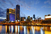 australia stock photography | Crown Casino before Sunrise, Melbourne, Victoria, Australia, Image ID AU-MELBOURNE-0039. First opened in 1997, Crown Melbourne is a large integrated resort and has Australia's largest casino, three hotels, function rooms, award winning restaurants and world-class shopping and entertainment facilities. It is a significant driver of tourism within Australia, particularly in Victoria. Crown Melbourne has a wide variety of retail, entertainment and food and beverage offerings. There are more than 40 retail outlets and around 70 restaurants, cafes and bars which provide a large and diverse entertainment offering to cater for a significant number of visitors.