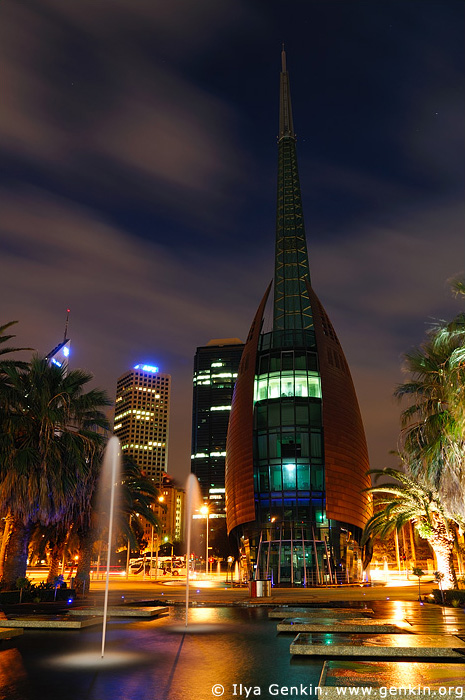 australia stock photography | The Swan Bell Tower at Night, Perth, WA, Australia, Image ID AUPE0011