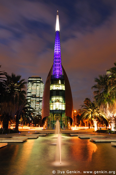 australia stock photography | The Swan Bell Tower at Night, Perth, WA, Australia, Image ID AUPE0019