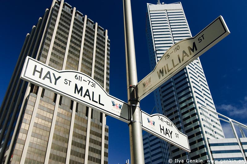 australia stock photography | Corner of William and Hay Streets, Perth, WA, Australia, Image ID AUPE0023