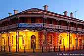 australia stock photography | Jens Town Hall Hotel at Twilight, Mount Gambier, South Australia (SA), Australia, Image ID AU-MOUNT-GAMBIER-0005. Jens Town Hall Hotel in Mount Gambier, South Australia was established in January 1884 as the Town Hall Hotel and is listed by the National Trust. It was renamed Jens Town Hall Hotel in 1936.