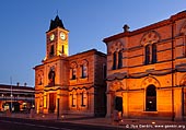 australia stock photography | Old Town Hall (City Hall) at night., Mount Gambier, South Australia (SA), Australia, Image ID AU-MOUNT-GAMBIER-0010. 