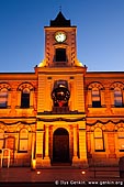 australia stock photography | Old Town Hall (City Hall) at night., Mount Gambier, South Australia (SA), Australia, Image ID AU-MOUNT-GAMBIER-0012. 