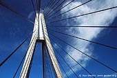 australia stock photography | Anzac Bridge Pylon, Glebe, Sydney, NSW, Australia, Image ID AU-SYDNEY-ANZAC-BRIDGE-0006. In recognition of the historic partnership between Australian and New Zealand Army Corps, the Australian flag flies from the east pylon (city end) and New Zealand flag from the west pylon of the Anzac Bridge in Sydney, Australia.